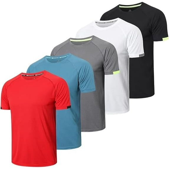 Mens Short Sleeve Crew Neck Gym T Shirt Running Tops Mens Breathable Moisture Wicking Active Workout Shirts