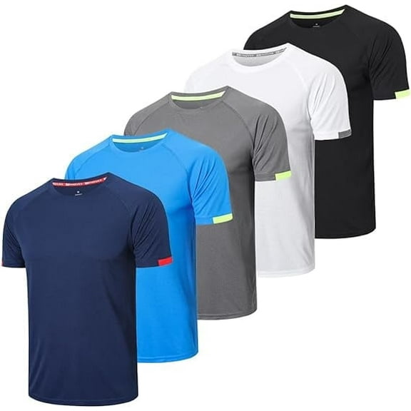 Mens Short Sleeve Crew Neck Gym T Shirt Running Tops Mens Breathable Moisture Wicking Active Workout Shirts