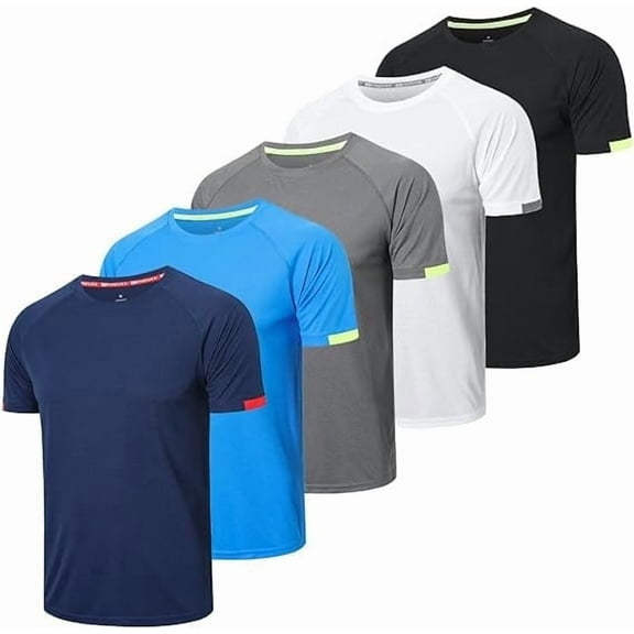 Mens Short Sleeve Crew Neck Gym T Shirt Running Tops Mens Breathable Moisture Wicking Active Workout Shirts
