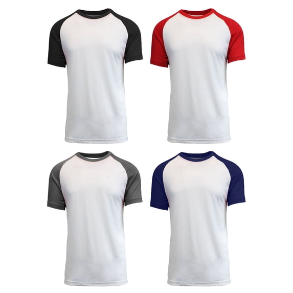 Mens Short Sleeve Crew Neck Raglan Tees (4-Packs) More Colors Available