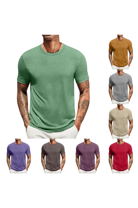 Mens Short Sleeve Crew Neck Soft Fitted Elastic Tees Fresh Classic Tshirts for Casual Daily Wear Versatile Purple 3XL