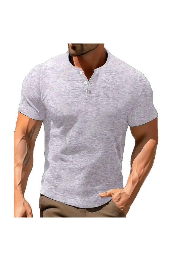 Men's Cotton Henley Shirt Comfortable Button-Down T-Shirt, Summer Casual Tops, Sizes S-3XL, Clearance Sale
