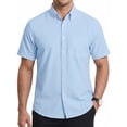 thumbnail image 1 of Mens Dress Shirts Light Blue Short Sleeve Shirt for Men Oxford Shirt Formal Button Down with Pocket, 1 of 10