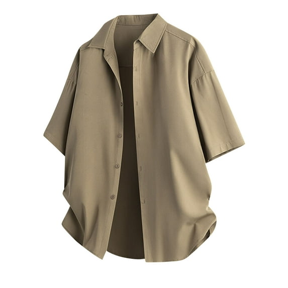 Mens Short Sleeve Dress Shirts Wrinkle-Free Regular Fit Business Casual Button Up Shirt