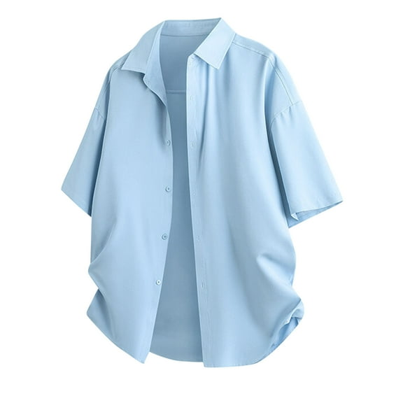 Mens Short Sleeve Dress Shirts Wrinkle-Free Regular Fit Business Casual Button Up Shirt