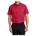 thumbnail image 1 of Mens Short Sleeve Easy Care Cotton/Polyester Shirt Red/ Light Stone Small, 1 of 6