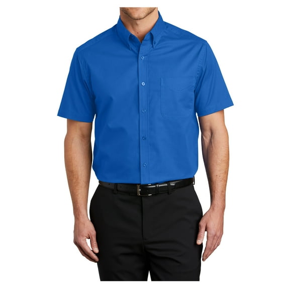 Mens Short Sleeve Easy Care Cotton/Polyester Shirt Strong Blue X-Large