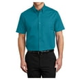 thumbnail image 1 of Mens Short Sleeve Easy Care Cotton/Polyester Shirt Teal Green 3X-Large, 1 of 6