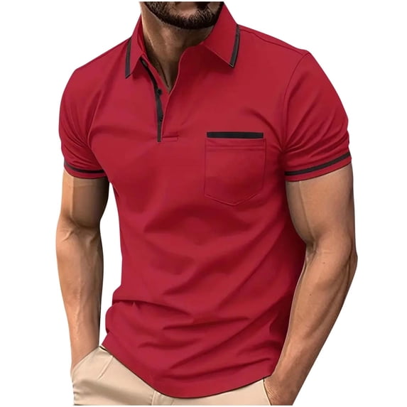 Mens Short Sleeve Golf Shirts Muscle Fit Active Tops Quick Dry Moisture Wicking Performance Collared Shirt with Pocket Summer Casual Athletic Tennis Father Gift