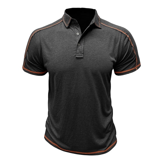 Mens Short Sleeve Golf Shirts Muscle Fit Quick Dry 3 Button Collared Athletic Performance T-Shirts Contrast Stitching Summer Workout Tops Father's Day Gift