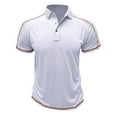 thumbnail image 1 of Mens Short Sleeve Golf Shirts Muscle Fit Quick Dry 3 Button Collared Athletic Performance T-Shirts Contrast Stitching Summer Workout Tops Father's Day Gift, 1 of 5