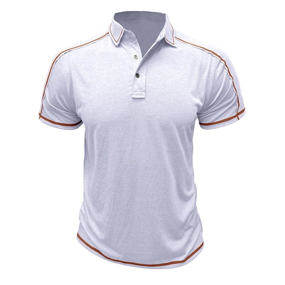 Mens Short Sleeve Golf Shirts Muscle Fit Quick Dry 3 Button Collared Athletic Performance T-Shirts Contrast Stitching Summer Workout Tops Father's Day Gift