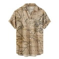 thumbnail image 1 of Mens Short Sleeve Hawaiian Tshirt World Map Print Button Up Tee Shirt Casual Bowling Shirt Lapel Beach Pocket Top, 1 of 6