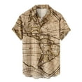 thumbnail image 1 of Mens Short Sleeve Hawaiian Tshirt World Map Print Button Up Tee Shirt Casual Bowling Shirt Lapel Beach Pocket Top, 1 of 6