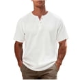 thumbnail image 1 of Mens Short Sleeve Henley Shirts Casual Button Waffle Knit T-Shirts Summer Classic Breathable Tee Shirts, 1 of 6