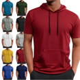 thumbnail image 1 of Mens Short Sleeve Hooded Tshirts with Pocket Loose Fit Hoodie Drawstring Sweatshirt Big and Tall Active Athletic Pullover Shirt Casual Soild color Hoodies for Men, 1 of 7