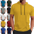thumbnail image 1 of Mens Short Sleeve Hooded Tshirts with Pocket Loose Fit Hoodie Drawstring Sweatshirt Big and Tall Active Athletic Pullover Shirt Casual Soild color Hoodies for Men, 1 of 7