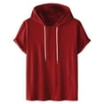 thumbnail image 1 of Mens Short Sleeve Hoodie Sweatshirts Drawstring Hooded Pullover Sports Tops, 1 of 5