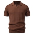 thumbnail image 1 of Mens Short Sleeve Knit Polo Shirts Jacquard Textured V Neck Casual Golf Shirt Stretch Summer Pullover Collared Sweater Old Money Clothes Size 2XL, 1 of 4