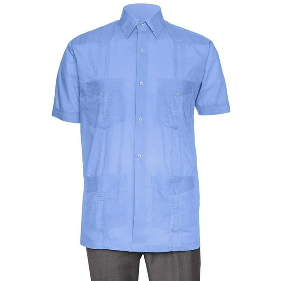 Mens Short Sleeve Linen Look Guayabera Shirt