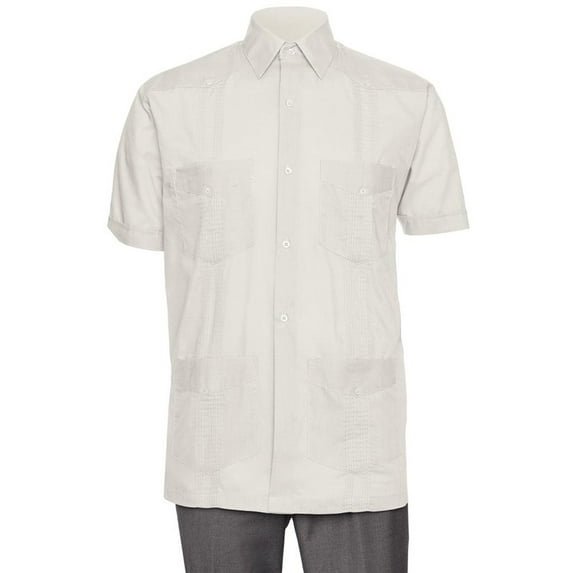 Mens Short Sleeve Linen Look Guayabera Shirt