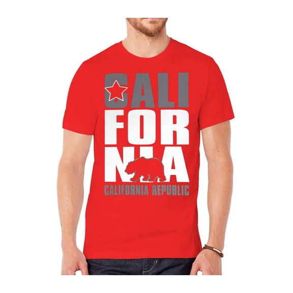 Mens Short-Sleeve Men's California Republic T-Shirt - Red - 3X-Large
