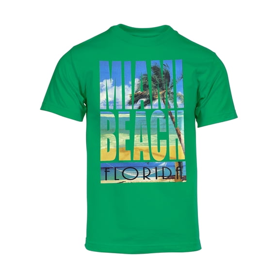 Mens Short-Sleeve Miami Beach Florida T-Shirt - Kelly - X-Large