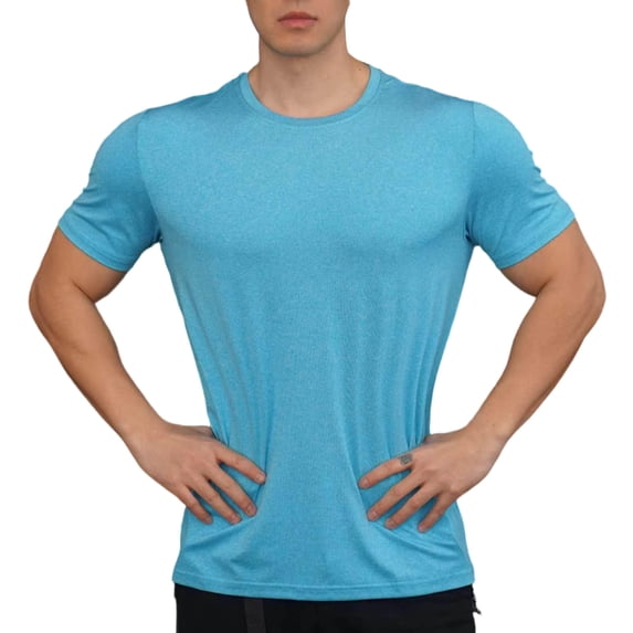 Mens Short Sleeve Muscle T-Shirt Bodybuilding Athletic Training Tee, Muscle Fit Crew Neck Fitness Top, Quick Dry 4-Way Stretch Performance Base Layer Solid Color