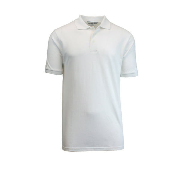 Mens Short Sleeve Pique Polo Shirts Uniform Fitted - Walmart.com