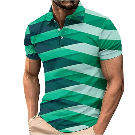 Mens Short Sleeve Plus Size Shirts Printing Button Casual Short Sleeve Turndown Collar Blouse Shirt