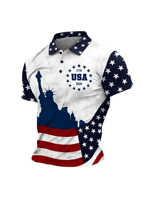 Mens Short Sleeve Polo Shirts 1776-2026 250 Anniversary Usa Shirt American Flag Print Casual Relaxed Fit Independence Day Patriotic Golf Tee Tops