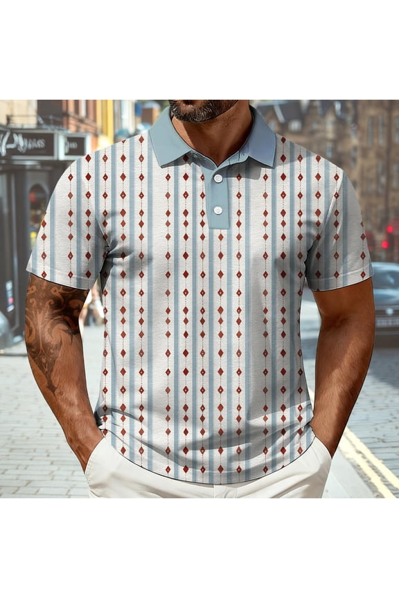 Mens Short Sleeve Polo Shirts Casual Breathable Button Placket Tops Outdoor Activities Soft T-Shirt Mens Daily Wear Beige Size XXXXL