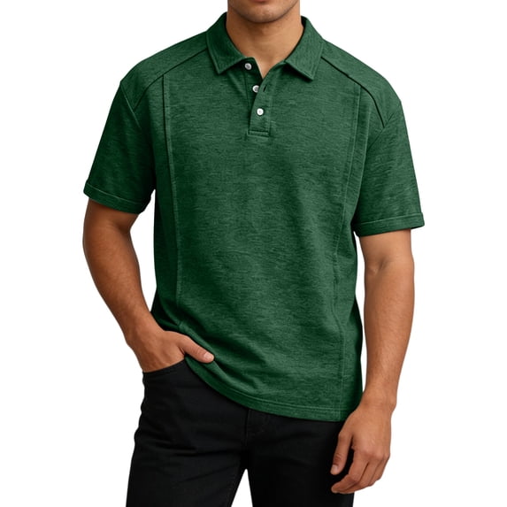 Mens Short Sleeve Polo Shirts Dry Fit Lightweight Collared Shirt Summer V Neck Athletic Button Polo Shirts with Pocket, XL