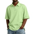 thumbnail image 1 of Mens Short Sleeve Polo Shirts in Classic Fit with Stretch and Organic Pique Cotton Light Green M, 1 of 8