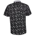 thumbnail image 1 of Mens Short Sleeve Print Cuff Button Dress Shirt Classic Black White Flowers M, 1 of 8