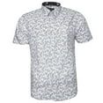 thumbnail image 1 of Mens Short Sleeve Print Cuff Button Dress Shirt Classic White Blk Abstract L, 1 of 2