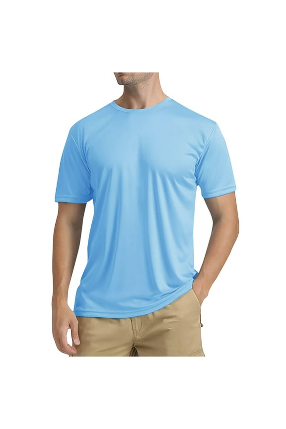 Mens Short Sleeve Rash Guard Shirt Quick Dry UPF 50+ Sun Protection Swim Shirt Basic Sun Shirt