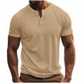 thumbnail image 1 of Mens Short Sleeve Ribbed Muscle Fit Henley Shirts 3 Button Athletic Bodybuilding Workout Tee Casual Slim Summer Beach Tops Stretch Activewear Basic Top, 1 of 6
