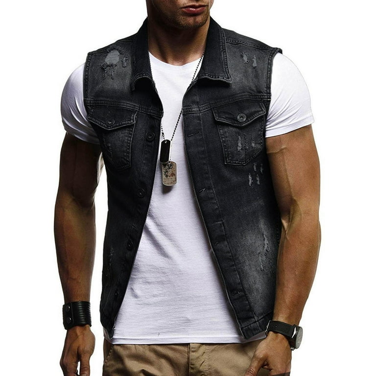 Short sleeve denim jacket men store