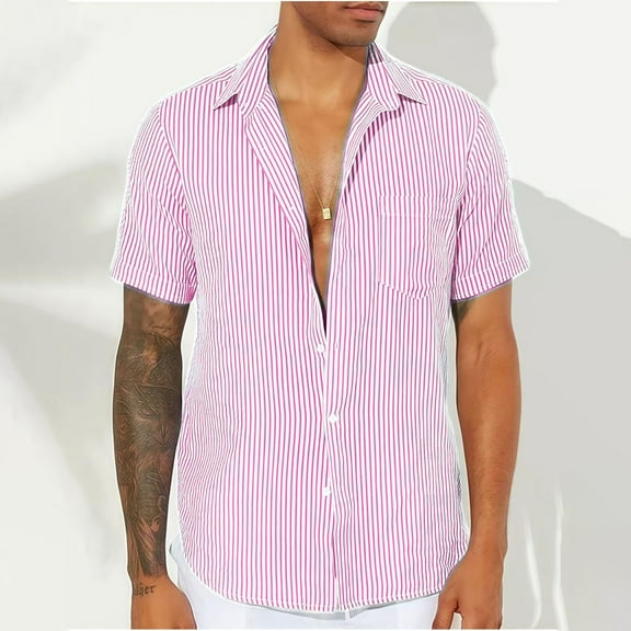 Mens Short Sleeve Shirt, Casual Stand Collar Blouse, Patchwork Design for Daily Outdoor Fashion