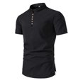 thumbnail image 1 of Mens Short Sleeve Shirts Big and Tall M-5X Plus Size Button Stand Collared Tops Casual Solid Comfort Basic Pullover Slim Fit Tees T-Shirts, 1 of 5