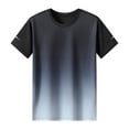 thumbnail image 1 of Mens Short Sleeve Shirts Cotton Men's Short Sleeved Round Neck Tops Summer Gradient Printed Sports Running T-Shirt Black L, 1 of 4