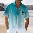 thumbnail image 1 of Mens Short Sleeve Shirts Gradient Coconut Tree Print Button Down Lapel Tops Casual Daily Loose Shirt for Men Green XXXL, 1 of 4