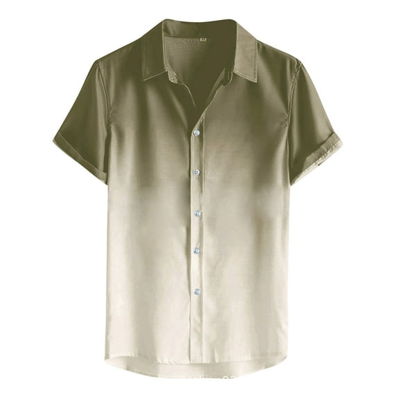 Mens Short Sleeve Shirts Lightweight Button-Down Collared Tshirts Shirt Casual Gradient Printed Loungewear Hawaiian Beach Tees Tops Summer