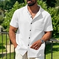thumbnail image 1 of Mens Short Sleeve Shirts, Mens Waffle Button Down Shirt Short Sleeve Loose Fit Cuban Summer Beach Plain Tops, 1 of 9