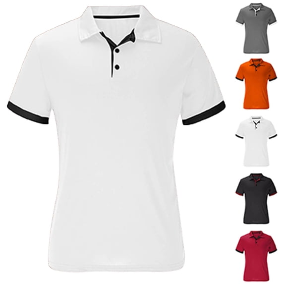 Mens Short Sleeve Shirts Summer Must-have Contrast Color Hem Short-sleeved Shirt Comfortable And Breathable Men's Casual Tops White XL