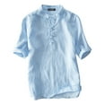 thumbnail image 1 of Mens Short Sleeve Stand Collar Casual Basic T-Shirt Tops Shirts, 1 of 3