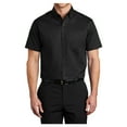 thumbnail image 1 of Mens Short Sleeve Superpro Twill Oxford Cotton/Polyester Button Down Shirt Black X-Small, 1 of 6