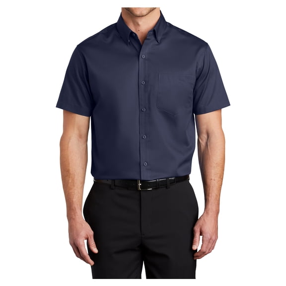 Mens Short Sleeve Superpro Twill Oxford Cotton/Polyester Button Down Shirt True Navy Medium