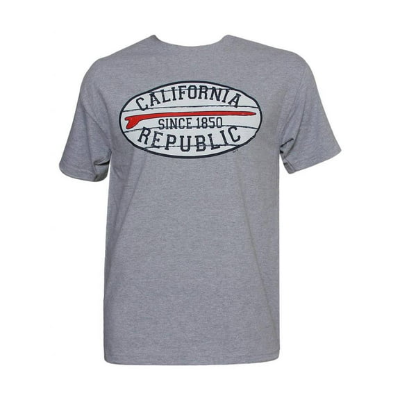 Mens Short-Sleeve Surfboard Men's California Republic Grey T-Shirt - X-Large